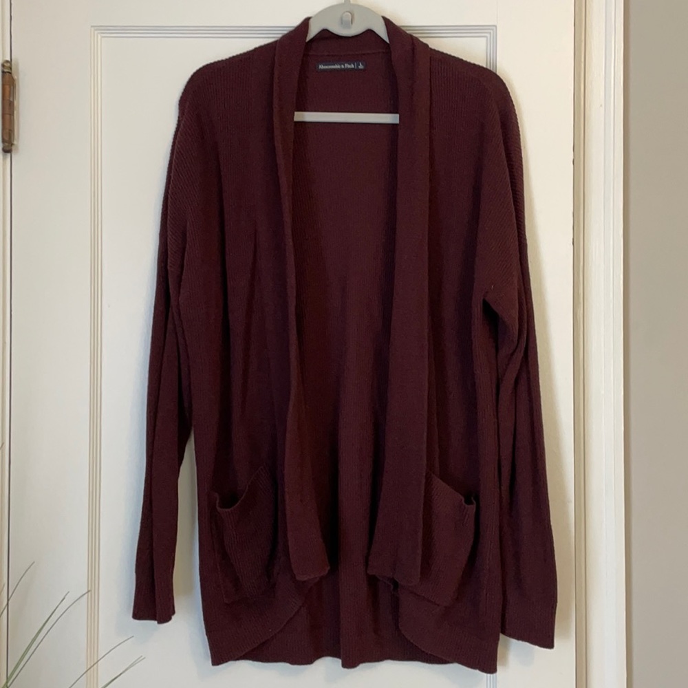 A&F Burgundy Knit Cardigan